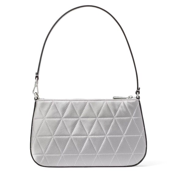 Kate Spade Sam Icon Quilted Satin Clutch Wristlet Silver - Picture 4 of 7
